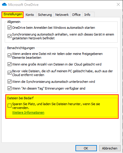 02 Microsoft OneDrive Einstellungen